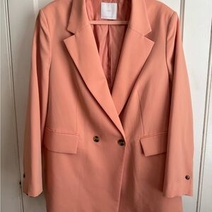 Mango Double-Breasted Peach Blazer
